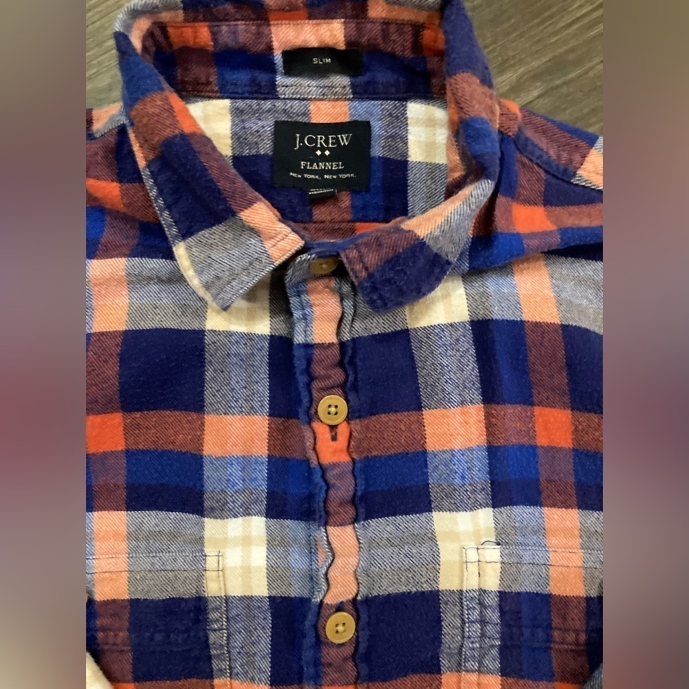 J. Crew Slim Fit Medium Men’s Flannel Button Down Shirt - Picture 2 of 4